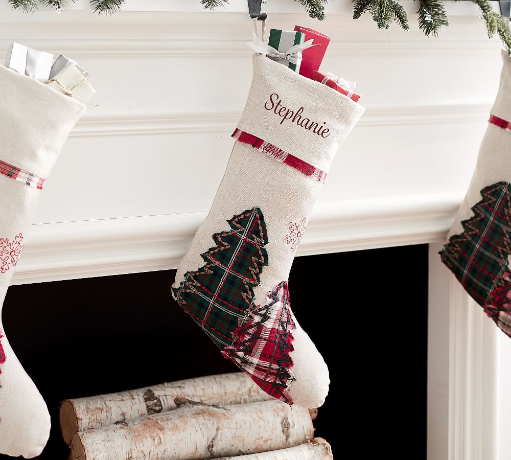 Plaid Christmas Tree Nostalgic Stocking