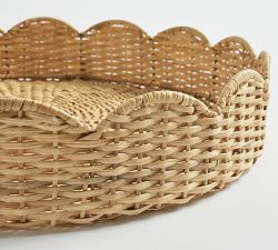 Beau Handwoven Scallop Rattan Tray