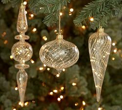 Lit Twist Glass Ornament - Cone