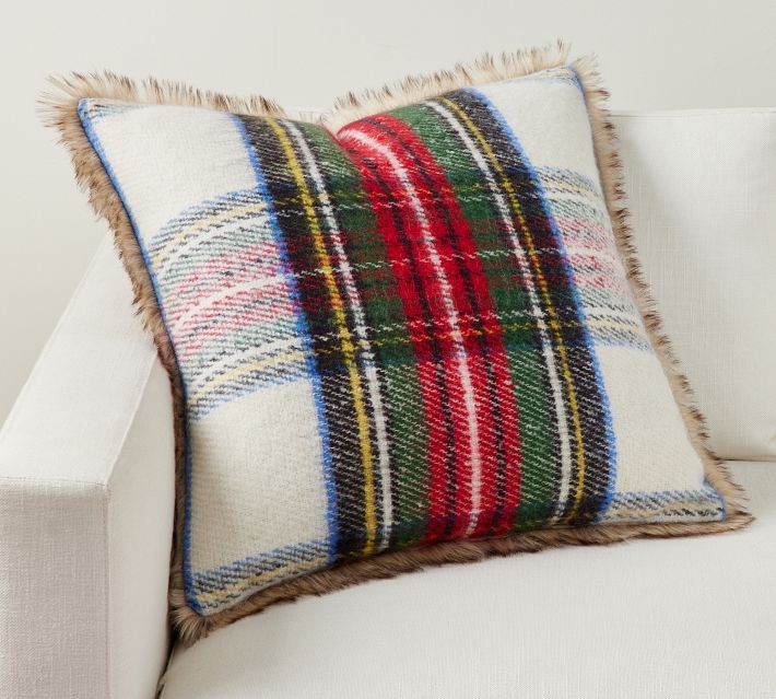 Stewart Plaid with Faux Fur Back Pillow