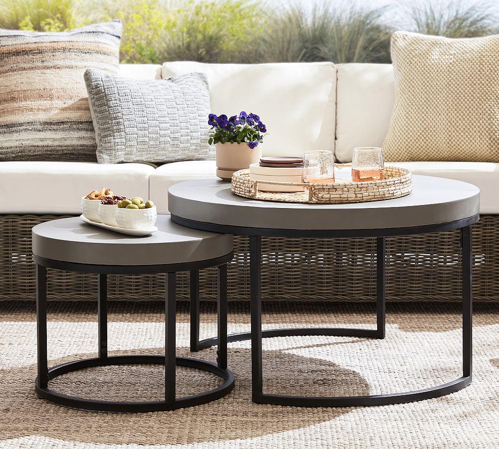 Sloan Concrete Round Nesting Outdoor Coffee Tables Pottery Barn