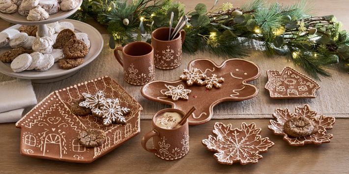 Good Gingerbread with Snowflake gift set or pottery only, ceramic pottery, unpainted, craft, perfect gift, paint your own pottery, MADE TO ORDER