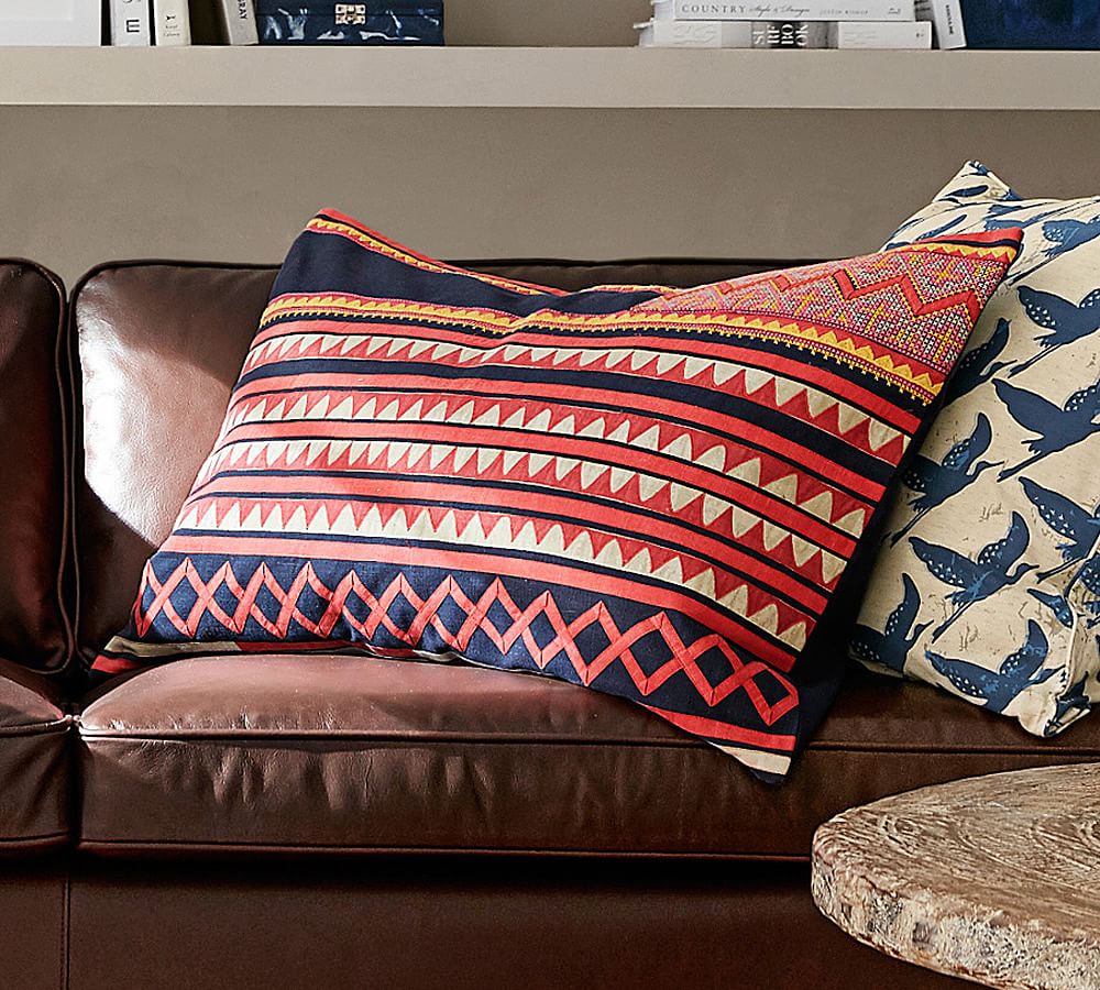 Mia Appliqué Lumbar Decorative Pillow Cover | Pottery Barn