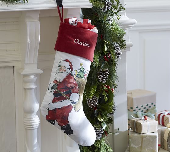 Painted Santa Claus Stocking | Pottery Barn