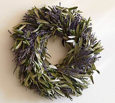 Fresh Olive Leaf & Dried Lavender Wreath | Pottery Barn