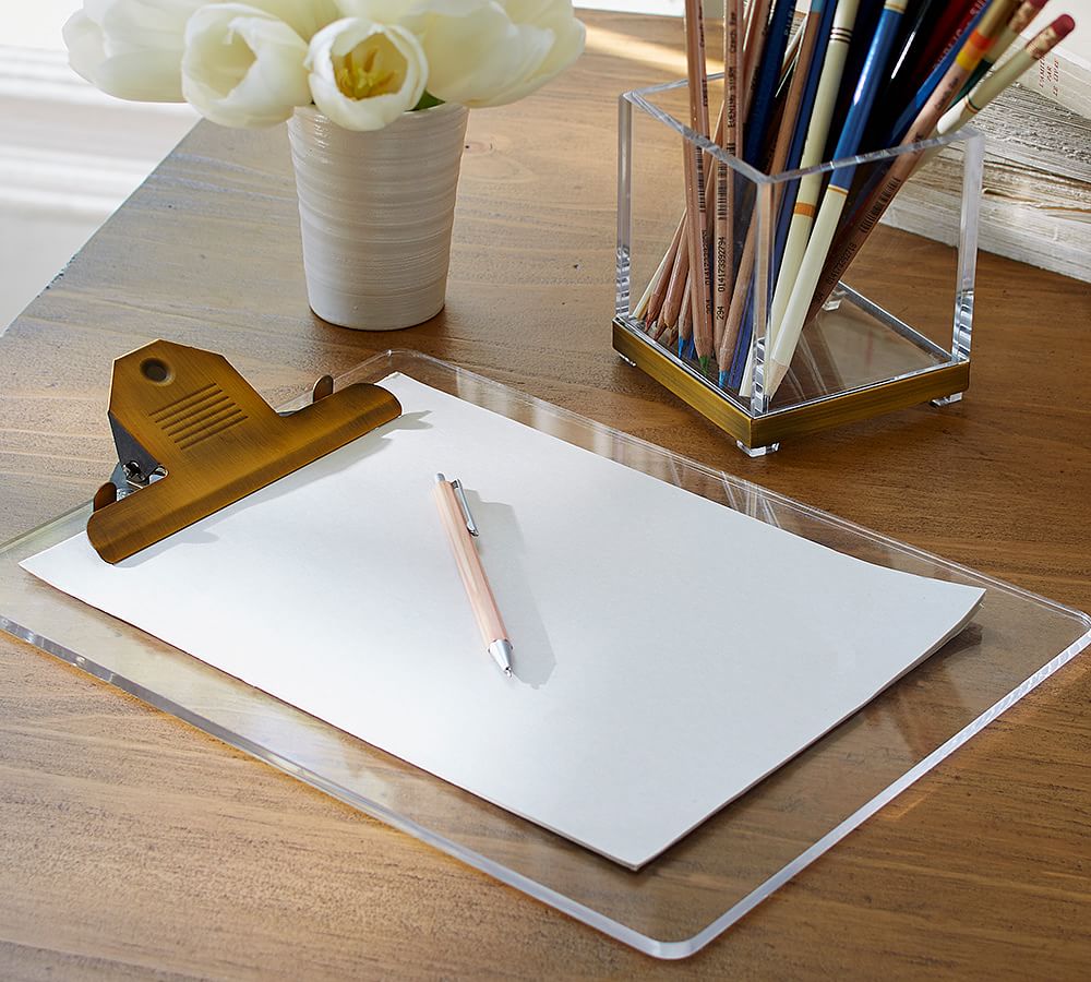 Stella Acrylic &amp; Brass Desk Accessories