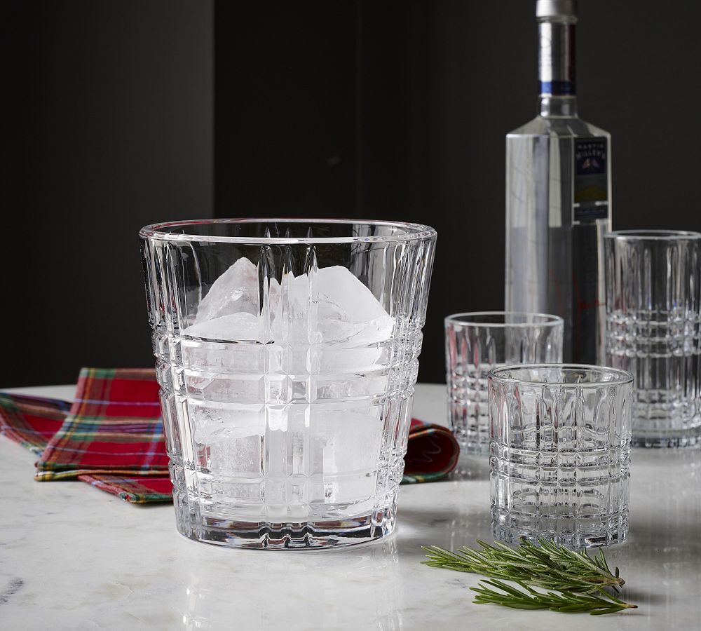 Stewart Plaid Glass Ice Bucket