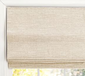 Emery Linen Cordless Roman Blackout Shade | Pottery Barn