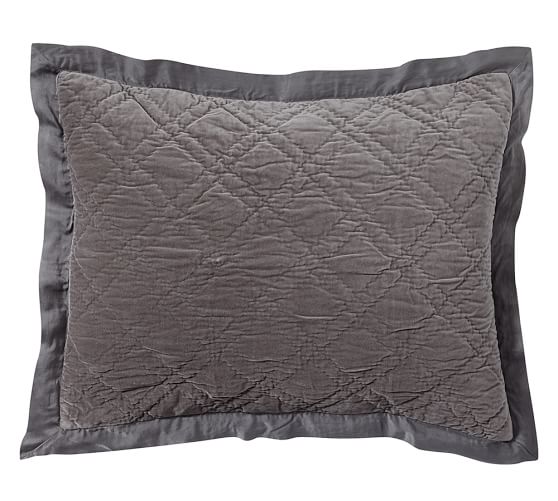 Washed Velvet Silk Diamond Quilted Sham Pottery Barn