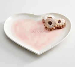 Watercolor Heart Shaped Stoneware Serving Platter