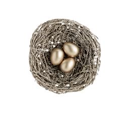 Golden Glitter Birds Nest Ornament