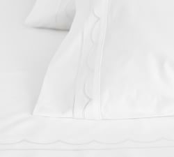 Scallop Embroidered Organic Percale Pillowcases - Set of 2