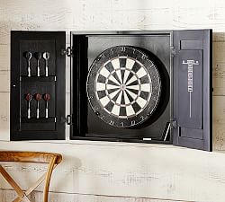 Dartboard Wood Cabinet Game Set - Black