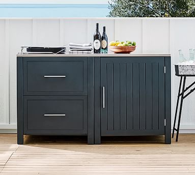 Indio Metal Outdoor Kitchen Two Drawer Single Door Cabinet 62