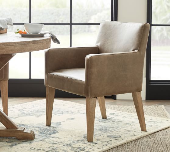 Classic Leather Dining Armchair | Pottery Barn