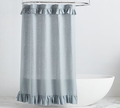 On sale Pottery Barn shower curtain grey ruffled