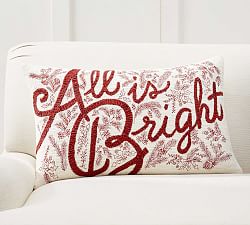 All is Bright Embroidered Lumbar Pillow Cover