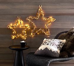 Handcrafted Rattan Stars with Twinkle Lights - Set of 2