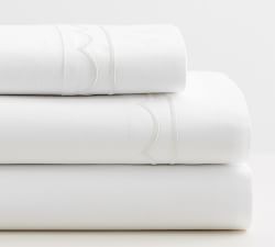 Scallop Embroidered Organic Percale Pillowcases - Set of 2