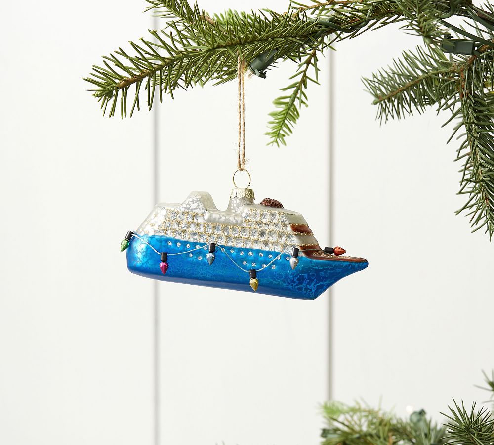 Mercury Glass Cruise Ship Ornament