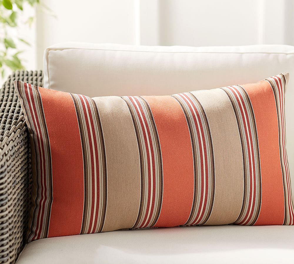 Sunbrella&#0174; Passage Striped Outdoor Lumbar Pillow