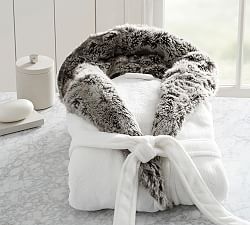 Faux Fur Hooded Bath Robe