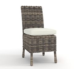 Huntington All-Weather Wicker Outdoor Dining Side Chair with Cushion, Gray