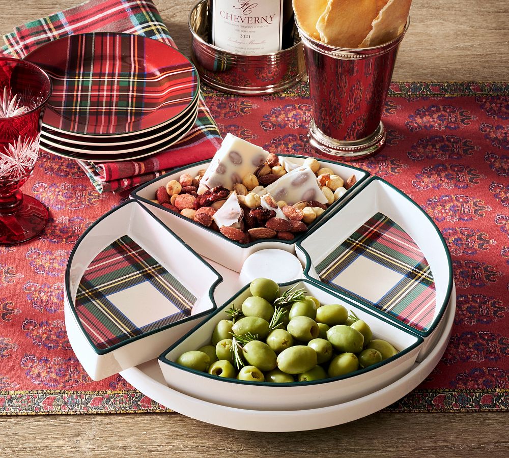 Stewart Plaid Multi-Section Lazy Susan