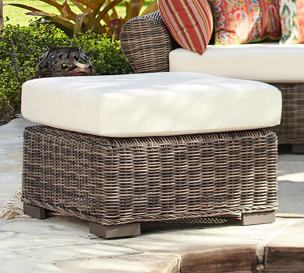 Huntington All-Weather Wicker Ottoman (27&quot;)