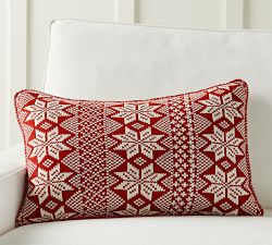 Fair Isle Snowflake Lumbar Pillow Cover