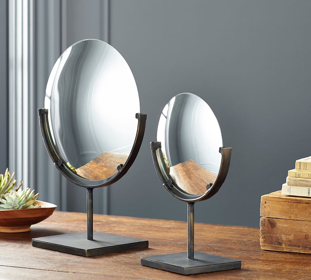 Round Bronze Mirror On Stand