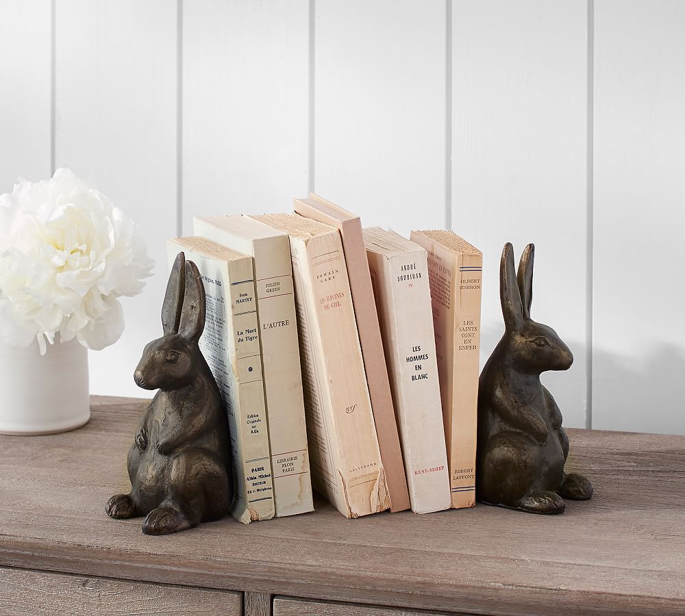 The Emily & Meritt Bunny Bookends | Pottery Barn