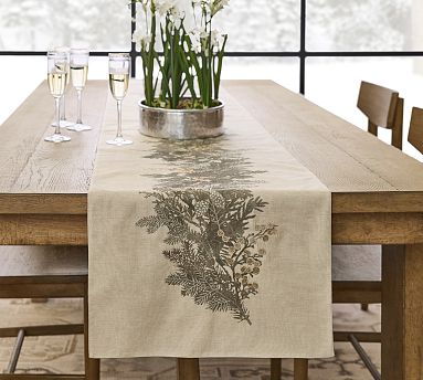 Garland Botanical Cotton/Linen Table Runner | Pottery Barn