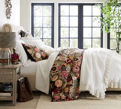 Helena Embroidered Floral Percale Duvet Cover