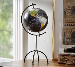 Indigo/Brass Globe on a Stand