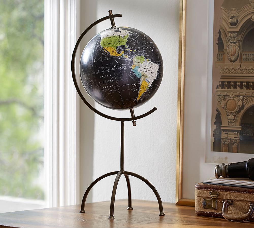 Indigo/Brass Globe on a Stand