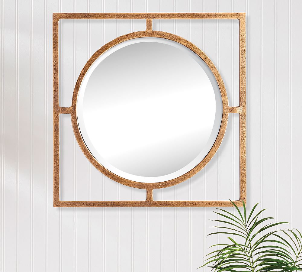 Charli Antique Gold Round Wall Mirror 18"W Pottery Barn