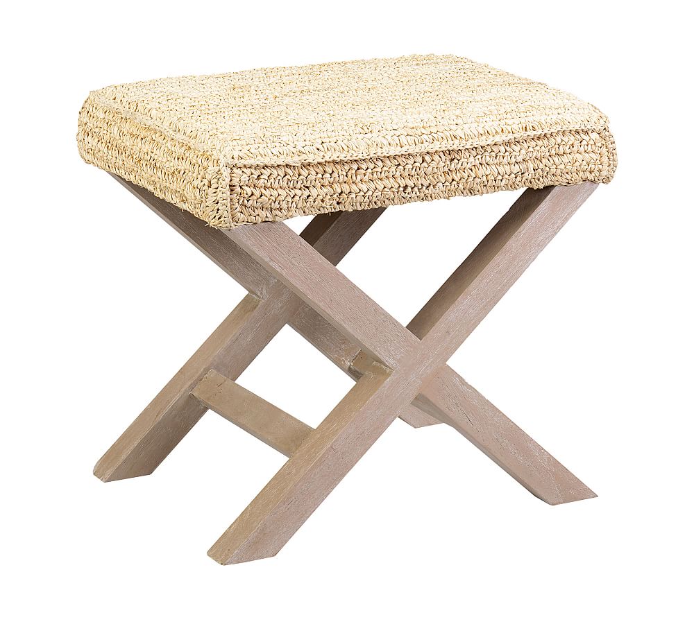 Raffia XBase Accent Stool Pottery Barn