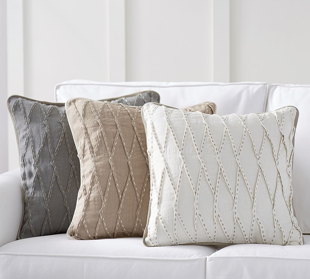 Pinch Pleat Linen Pillow Cover