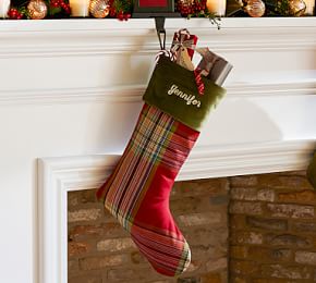 Velvet Brown/ Plaid Stocking main image 1