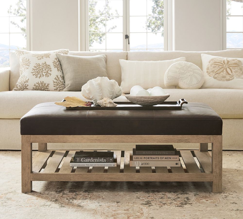 Jake Rectangular Leather Ottoman