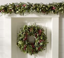 Fresh Holiday Eucalyptus & Berry Wreath | Pottery Barn