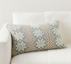 Fair Isle Snowflake Lumbar Pillow Cover