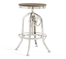 Pittsburgh Adjustable Height Bar Stool, Polished Nickel