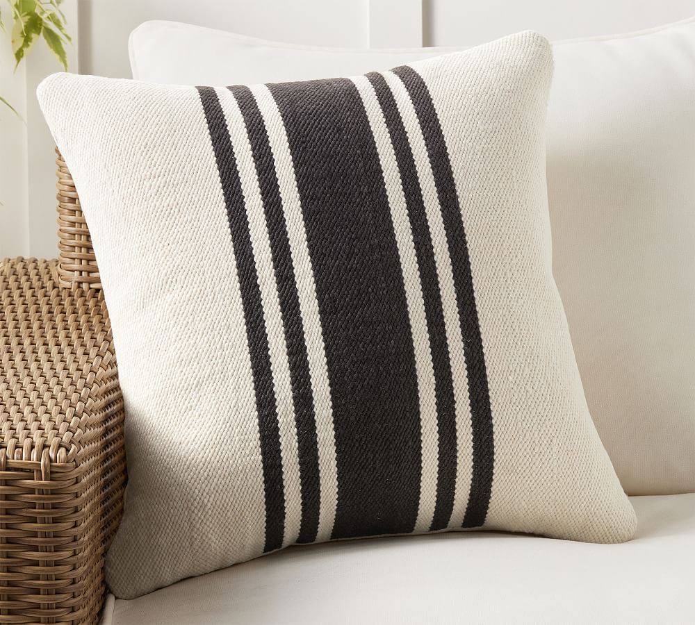 Modern Farmhouse Striped Outdoor Pillow