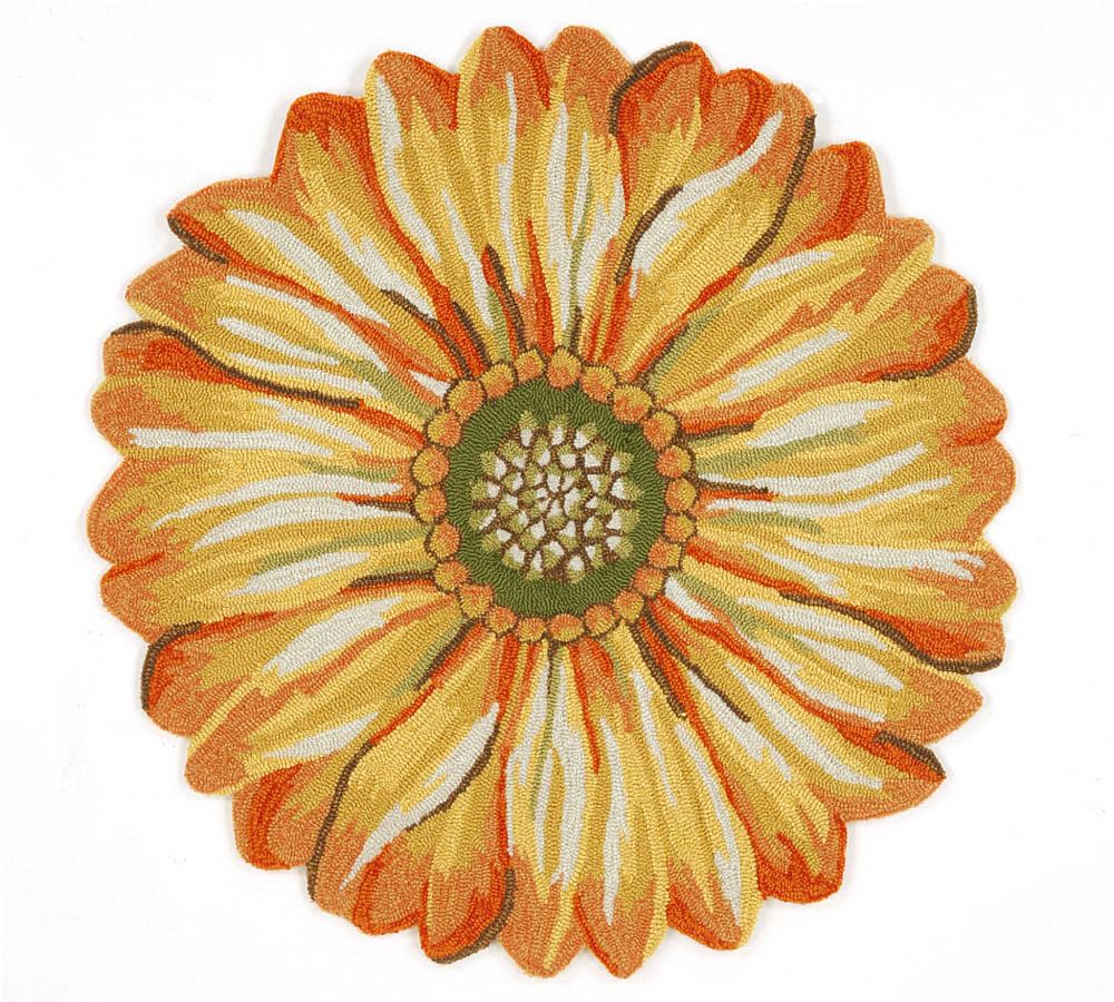 Sunflower Yellow Hand-Tufted 37" Round Synthetic Rug