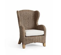 Seagrass Wingback Chair & Cushion, Gray Wash