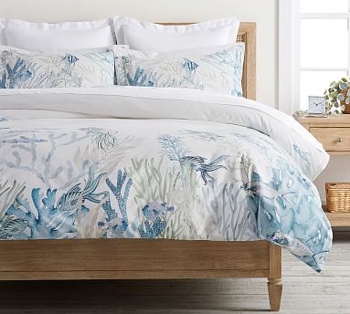 Pottery buy Barn Blue cotton button duvet