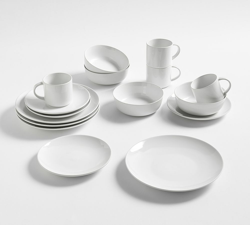 Mason Stoneware Dinnerware Sets, 16-Piece Set, True White Glossy