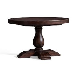 Lorraine Round Pedestal Extending Dining Table, Rustic Brown, 48" - 72" L